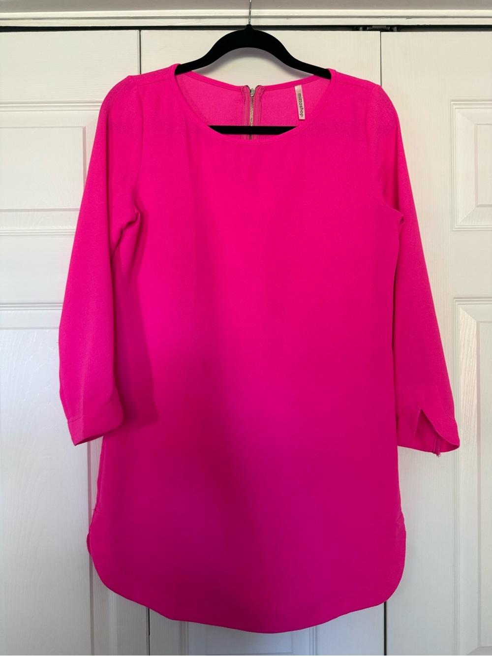 mittoshop Hot Pink Long Sleeve Shift Dress